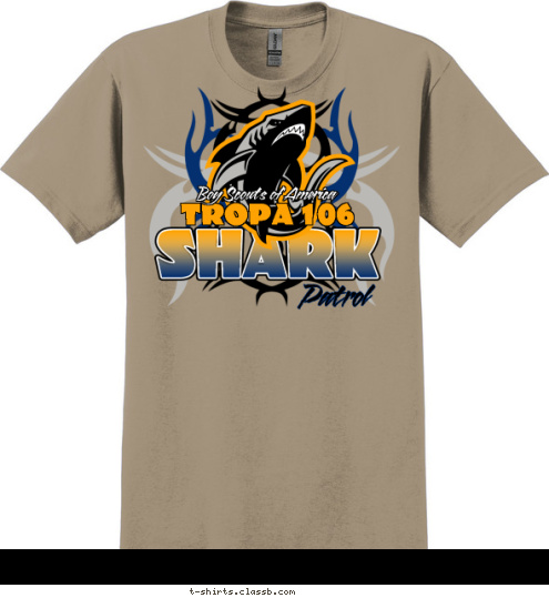 Boy Scouts of America TROPA 106 Patrol SHARK T-shirt Design 