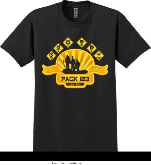 pack 123 pack 123 2012 2012 pack 123 Est. Anytown, USA T-shirt Design sp3520