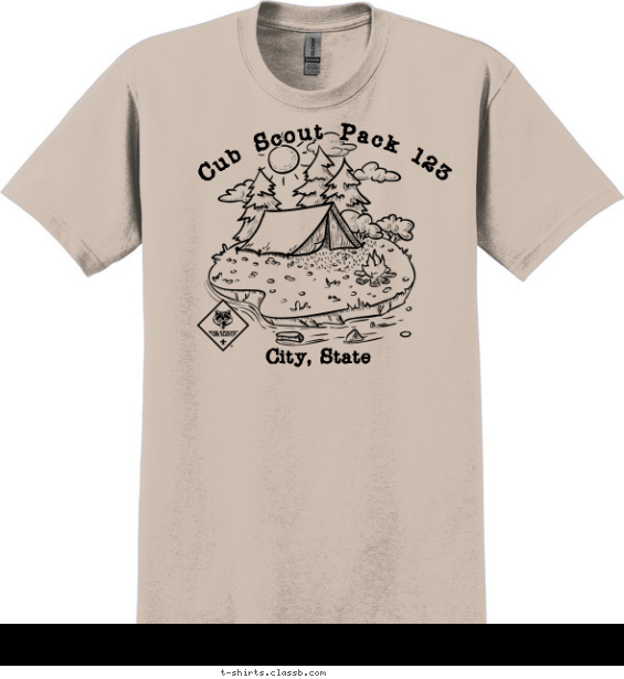 Camping Scene with River T-shirt Design