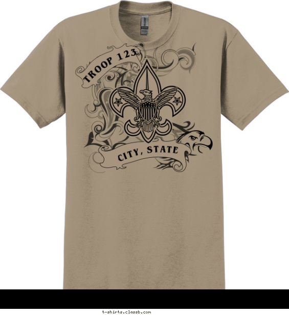Troop Caligraphy Stamp T-shirt Design