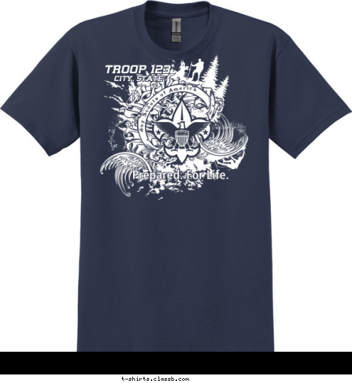 TROOP 123 CITY, STATE Boy Scouts of America T-shirt Design SP3507