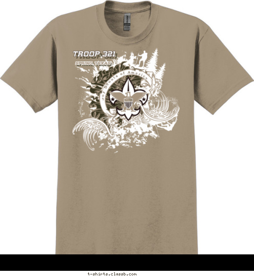 REACHING NEW HEIGHTS TROOP 321 SPRING, TEXAS Boy Scouts of America T-shirt Design 