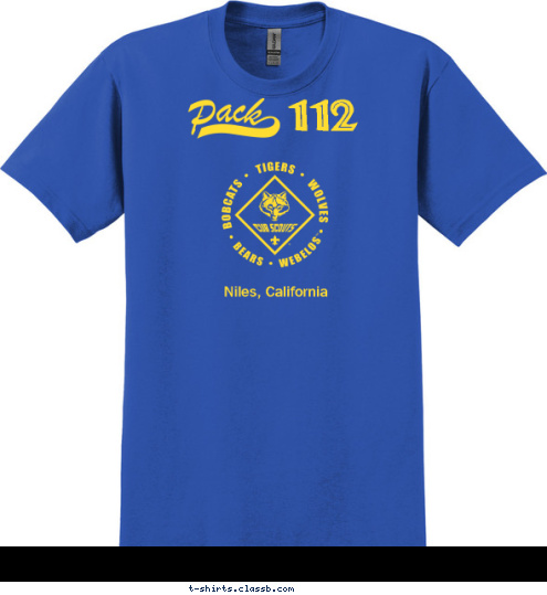 Pack 112 Niles, California 112 T-shirt Design Cub Scout Pack 112 Blue Shirt