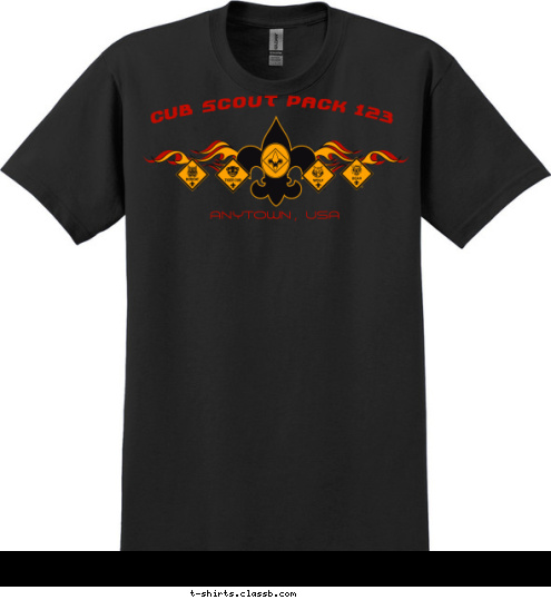 ANYTOWN, USA Cub Scout Pack 123 T-shirt Design 