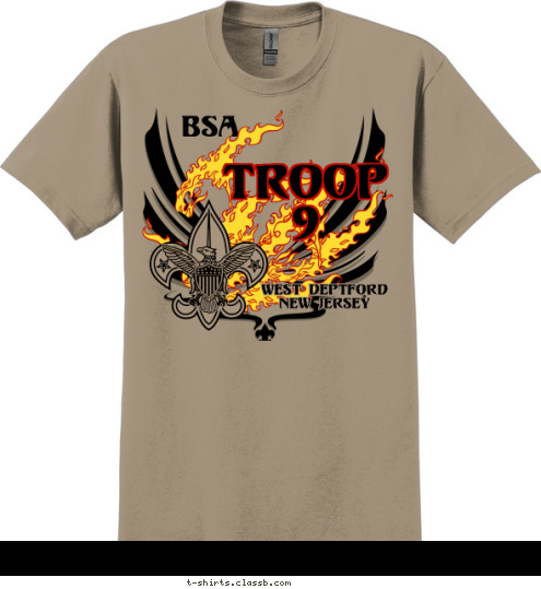 West Deptford
New Jersey TROOP
9 BSA T-shirt Design 