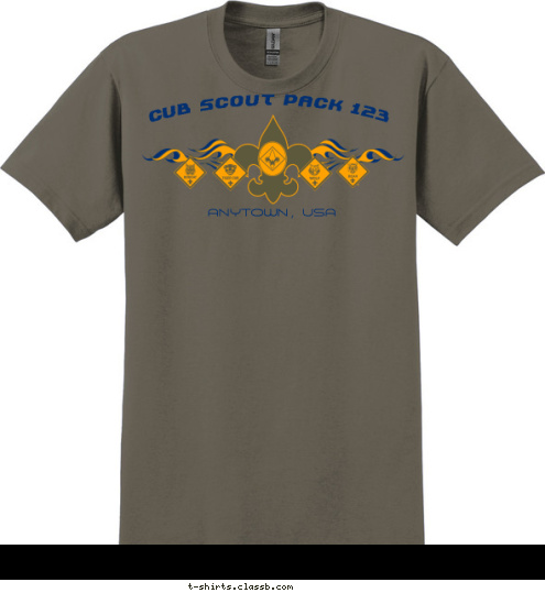 ANYTOWN, USA Cub Scout Pack 123 T-shirt Design 