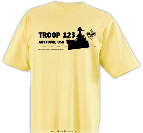 BATTLESHIP COVE • SUMMER TRIP JUNE 2011 ANYTOWN, USA TROOP 123 T-shirt Design SP3588