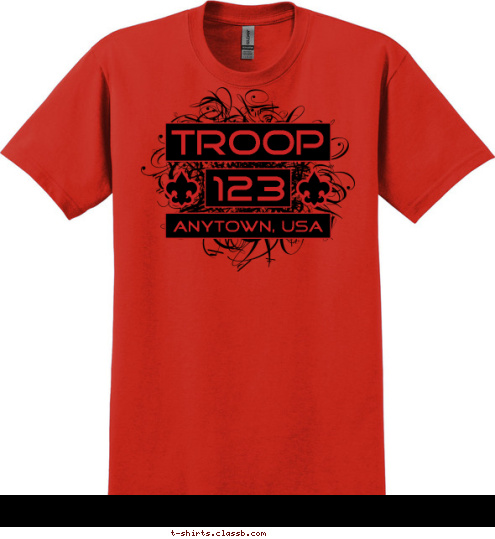 ANYTOWN, USA TROOP 123 ANYTOWN, USA 123 TROOP T-shirt Design SP3592