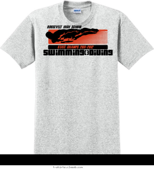 STATE CHAMPS 2011-2012 ROOSEVELT HIGH SCHOOL Swimming&Diving T-shirt Design SP2410