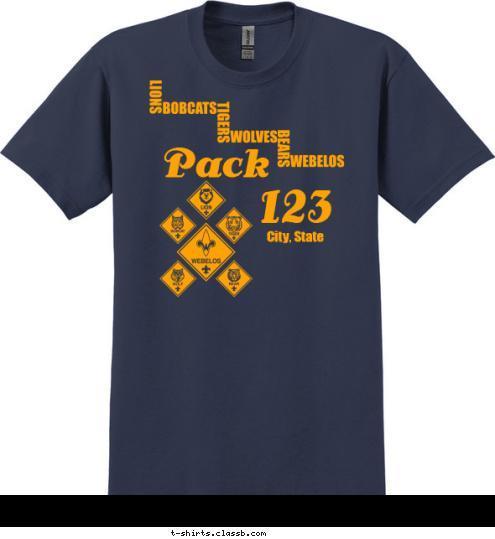 Pack 123 City, State T-shirt Design SP3580