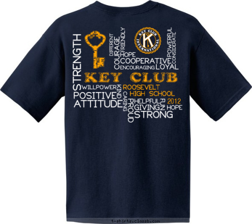 2012 HIGH SCHOOL ROOSEVELT KEY CLUB T-shirt Design 