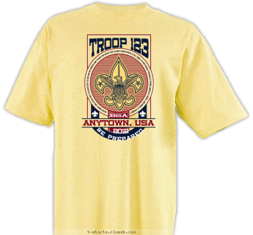 2012 BSA BE PREPARED ANYTOWN, USA TROOP 123 T-shirt Design SP3531