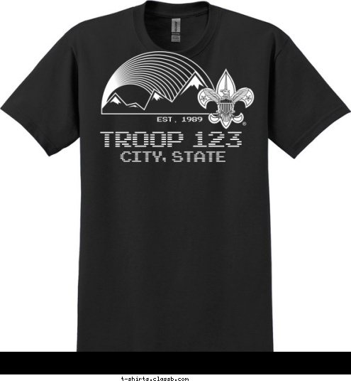 2011 EST. EST. 1989 CITY, STATE TROOP 123 T-shirt Design SP3559