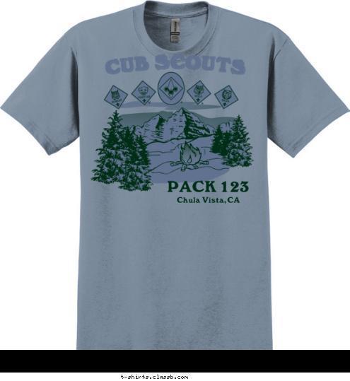 Chula Vista, CA PACK 123 CUB SCOUTS T-shirt Design 