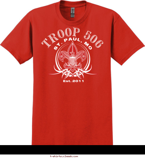 Est. 2011 TROOP 506 ST. PAUL, MO T-shirt Design 