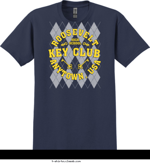 ROOSEVELT HIGH SCHOOL ANYTOWN, USA KEY CLUB T-shirt Design SP3498