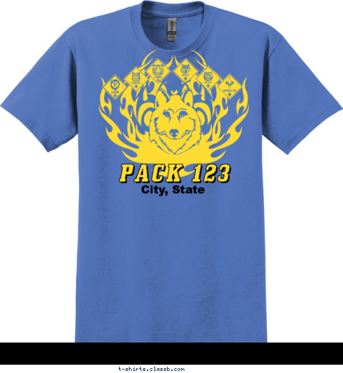 City, State PACK 123 T-shirt Design SP3642