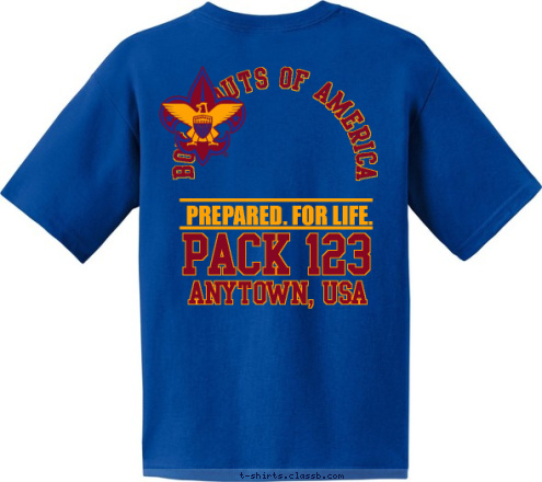 ANYTOWN, USA PACK 123 PREPARED. FOR LIFE. BOY SCOUTS OF AMERICA T-shirt Design 