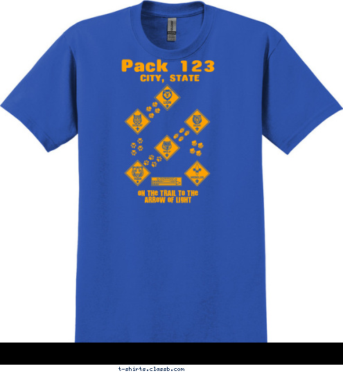 Pack 123 CITY, STATE On the Trail to the 
Arrow of Light T-shirt Design SP3681