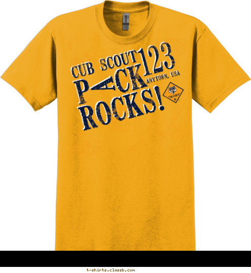 123 anytown, usa rocks! cub scout PACk T-shirt Design 