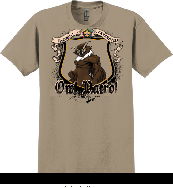 Wood Badge Owl on Shield T-shirt Design