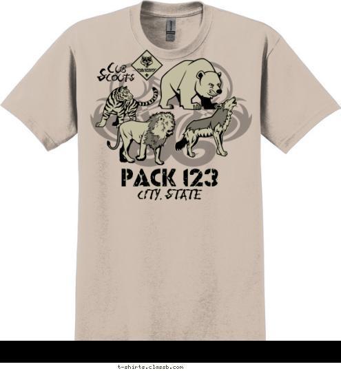 Cub 
Scouts PACK 123 CITY, STATE T-shirt Design SP3733