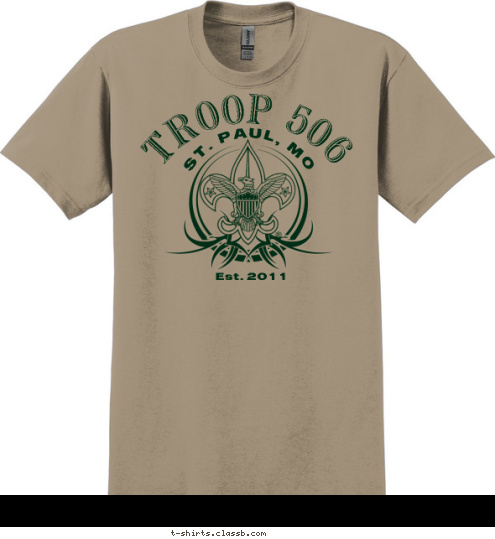 Est. 2011 TROOP 506 ST. PAUL, MO T-shirt Design 