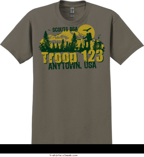 BOY SCOUTS OF AMERICA ANYTOWN, USA Troop 123 T-shirt Design SP3488