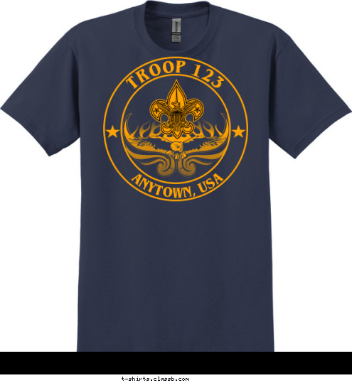 Your text here! ANYTOWN, USA TROOP 123 T-shirt Design SP3745