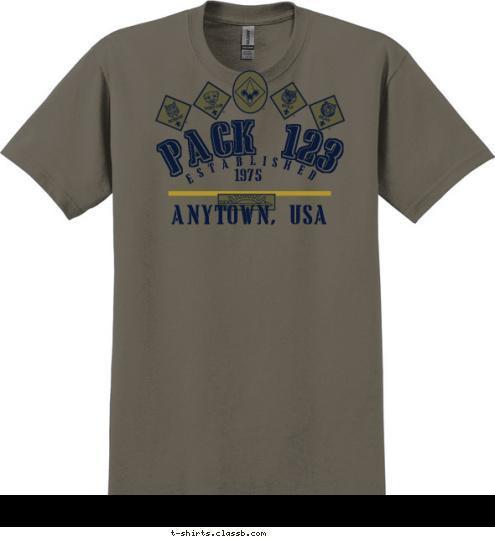 ESTABLISHED ANYTOWN, USA 1975 PACK 123 T-shirt Design 