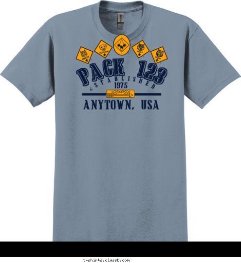 ESTABLISHED ANYTOWN, USA 1975 PACK 123 T-shirt Design 