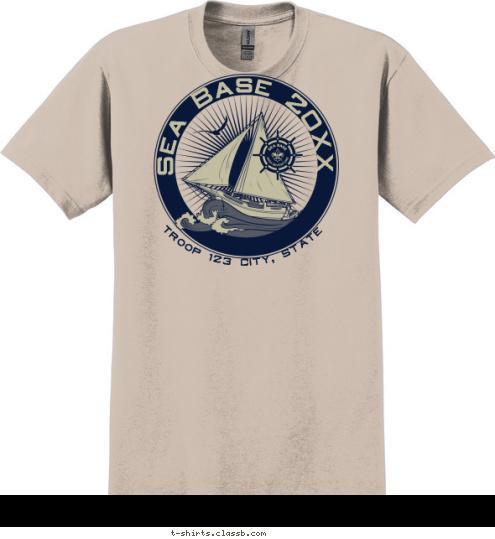 EST. 1986 FLORIDA SEA BASE BOY SCOUT TROOP 540 TROOP 123 CITY, STATE Florida Sea Base 2017 T-shirt Design SP3767