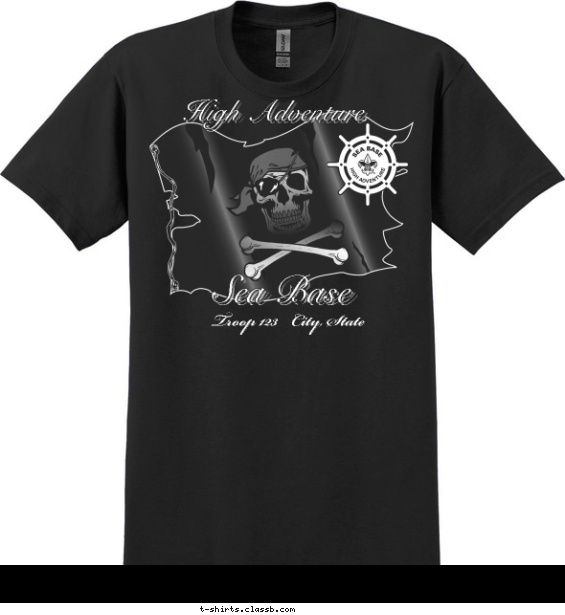 Sea Base Pirate Flag T-shirt Design