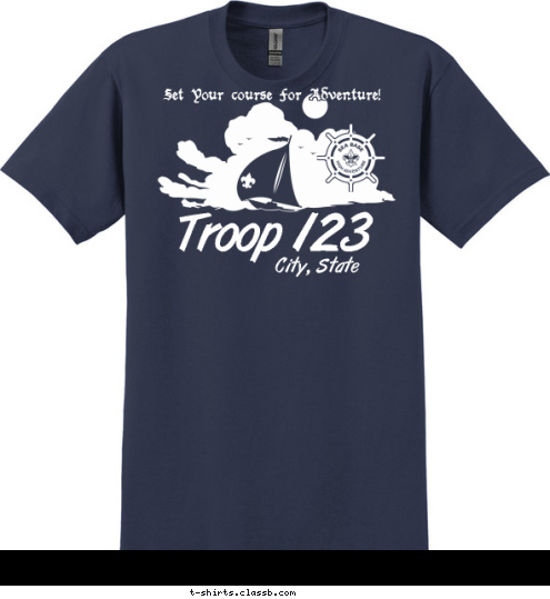 Anytown, USA Troop 123 Set Your course For Adventure! T-shirt Design SP3753