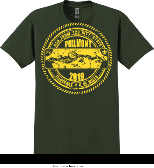 BSA TROOP 123 ANYTOWN, USA ITINERARY # # OF MILES 2017 PHILMONT T-shirt Design SP3817