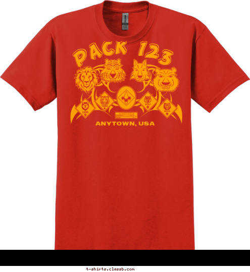 New Text Your text here! PACK 123 PACK 123 ANYTOWN, USA T-shirt Design SP3797