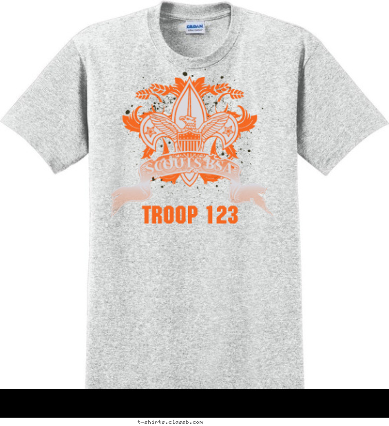 Troop Logo with Banner on Splatter T-shirt Design