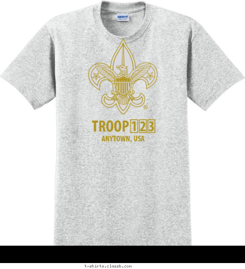 ANYTOWN, USA 3 2 1 TROOP T-shirt Design SP3802