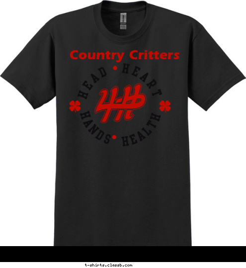 Country Critters HANDS  HEALTH HEAD  HEART T-shirt Design 