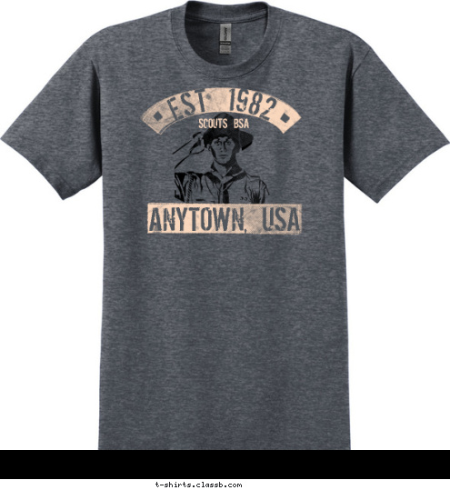 New Text New Text Your text here! EST. 1910 BOY SCOUTS OF AMERICA ANYTOWN, USA TROOP 123 T-shirt Design SP3659