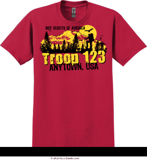 BOY SCOUTS OF AMERICA ANYTOWN, USA Troop 123 T-shirt Design 