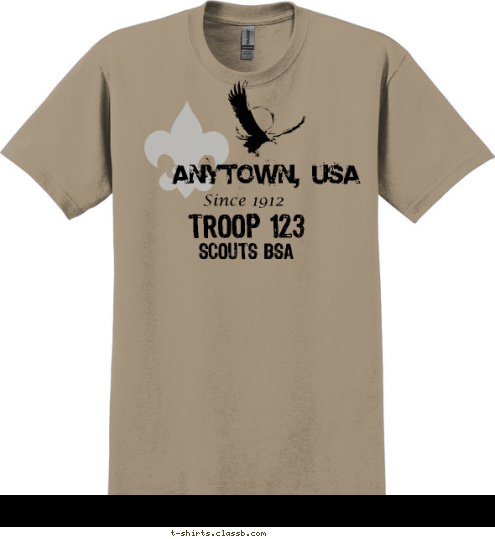 CITY, STATE TROOP 123 Since 1912 OF AMERICA OF AMERICA BOY SCOUTS BOY SCOUTS T-shirt Design SP3830