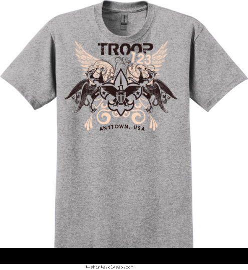 Your text here! ANYTOWN, USA 123 TROOP T-shirt Design SP3618