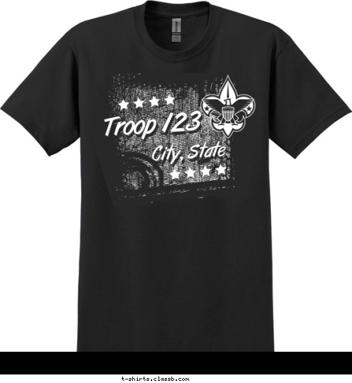 Your text here! Anytown, USA Troop 123 City, State Troop 123 T-shirt Design SP3609