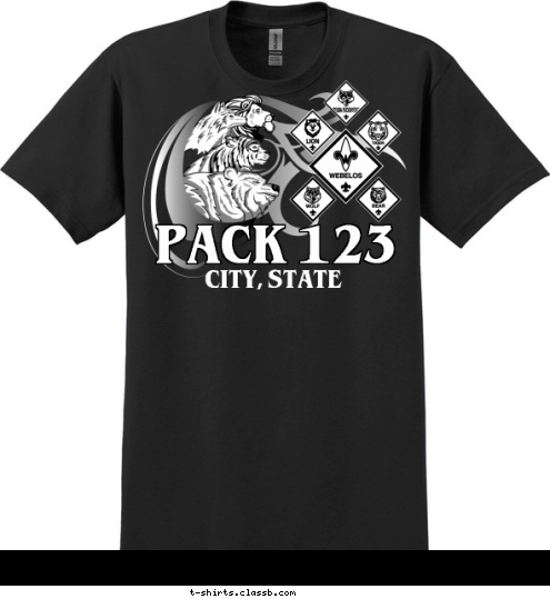 Your text here! PACK 123 CITY, STATE T-shirt Design SP3888