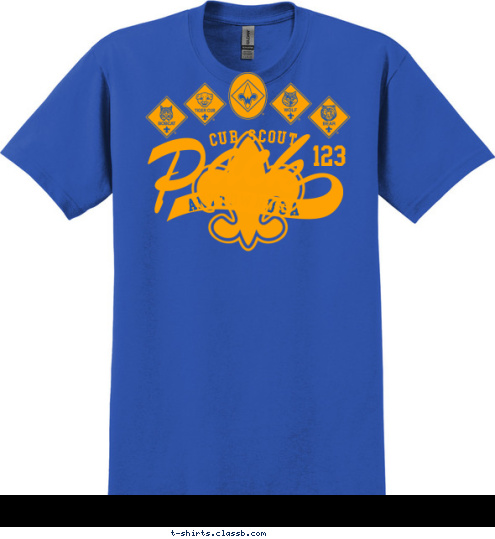 USA ANYTOWN, 123 CUB SCOUT T-shirt Design 