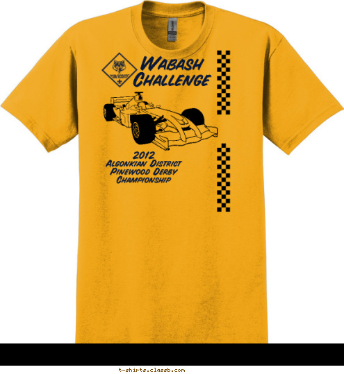 2012
Algonkian District
Pinewood Derby
Championship Wabash
Challenge T-shirt Design 