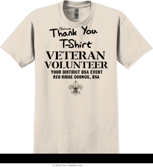 RED RIDGE COUNCIL, BSA YOUR DISTRICT BOY SCOUT EVENT VOLUNTEER VETERAN T-Shirt Official Thank You T-shirt Design SP3857