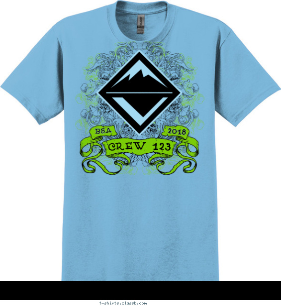 Crew Filigree with Long Banner T-shirt Design