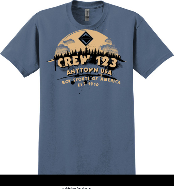 Crew Landscape with Trees and Clouds T-shirt Design